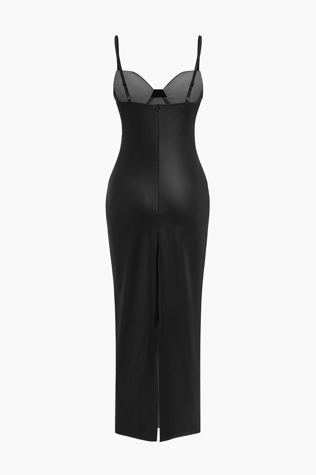 Dopasowana sukienka maxi z efektem skóry i gorsetową górą