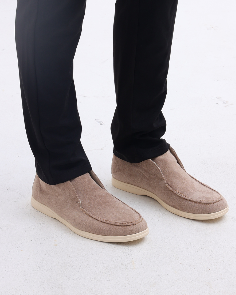 Męskie półwysokie loafersy slip-on z ekologicznego zamszu