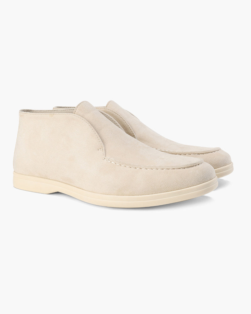 Męskie półwysokie loafersy slip-on z ekologicznego zamszu - Beżowy