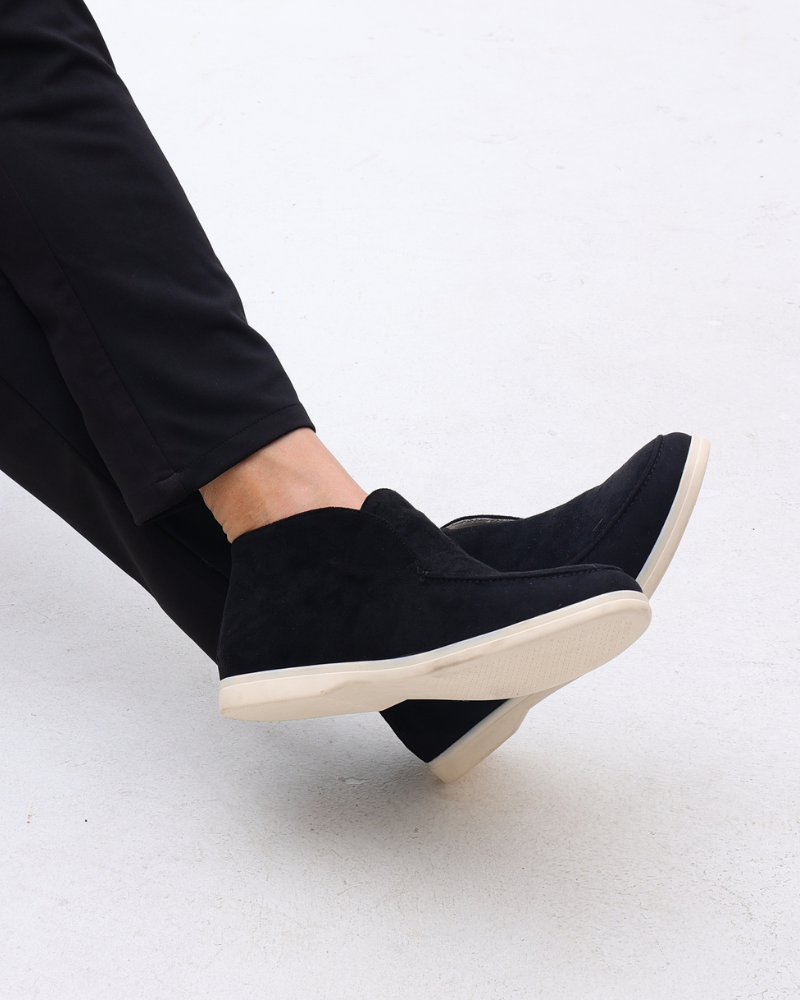 Męskie półwysokie loafersy slip-on z ekologicznego zamszu
