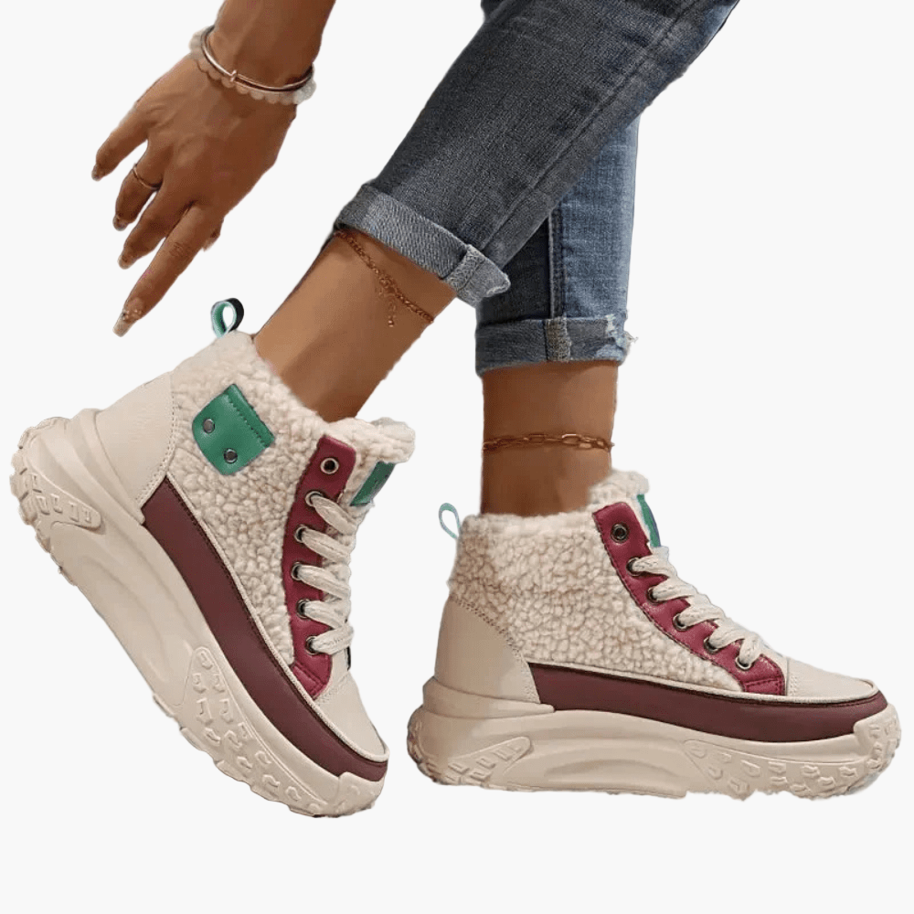 Damskie sneakersy za kostkę z ciepłym futerkiem i podeszwą plateau