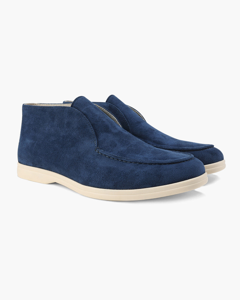 Męskie półwysokie loafersy slip-on z ekologicznego zamszu - Granatowy