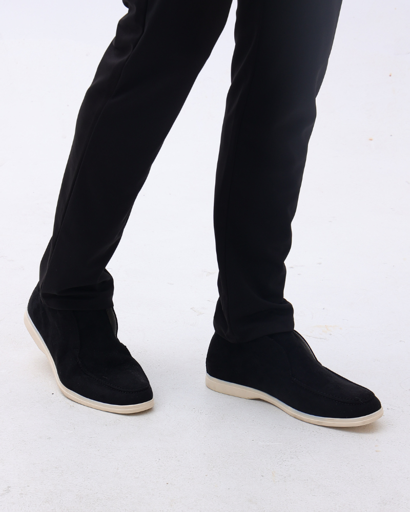 Męskie półwysokie loafersy slip-on z ekologicznego zamszu