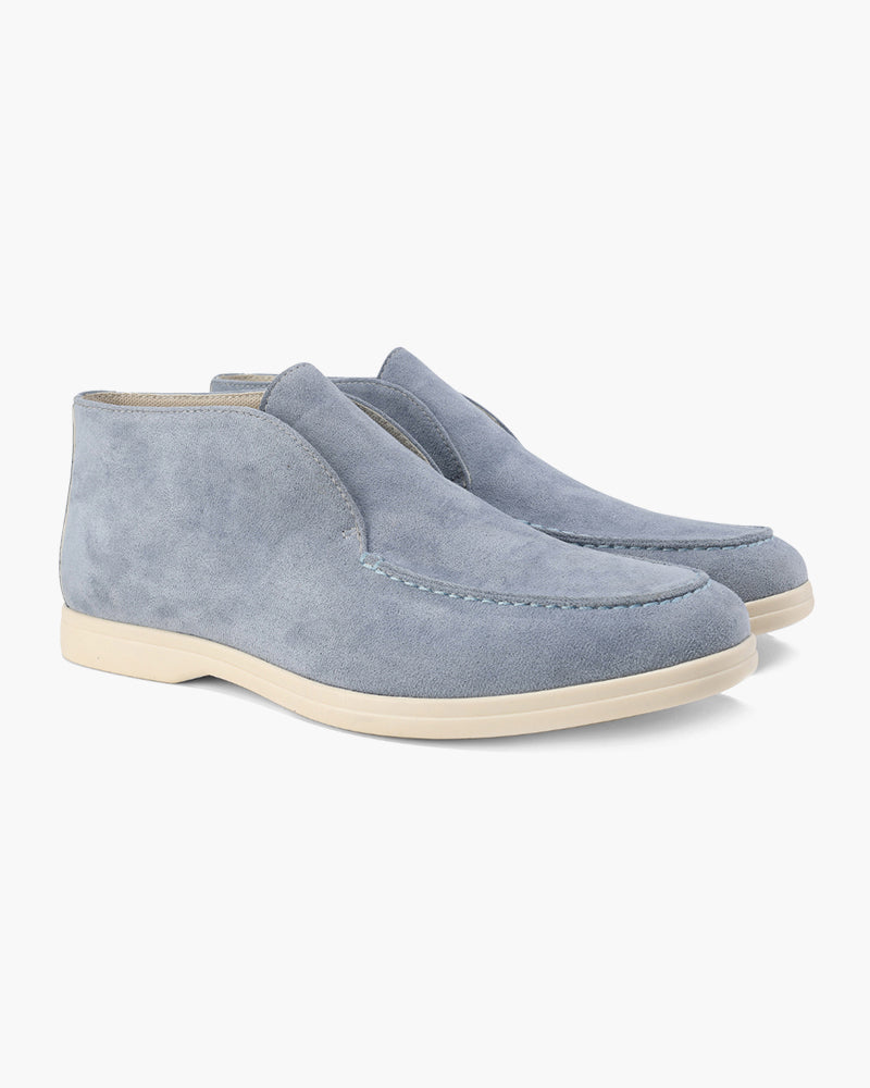 Męskie półwysokie loafersy slip-on z ekologicznego zamszu - Niebieski
