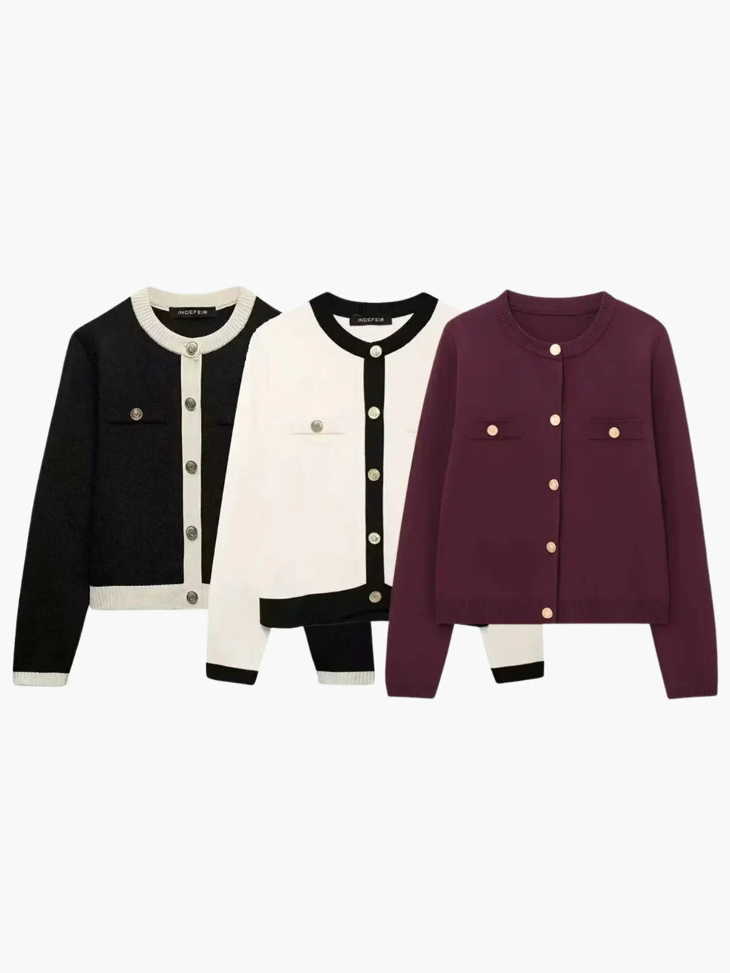 Elegancki sweter z ozdobnymi guzikami i kieszeniami