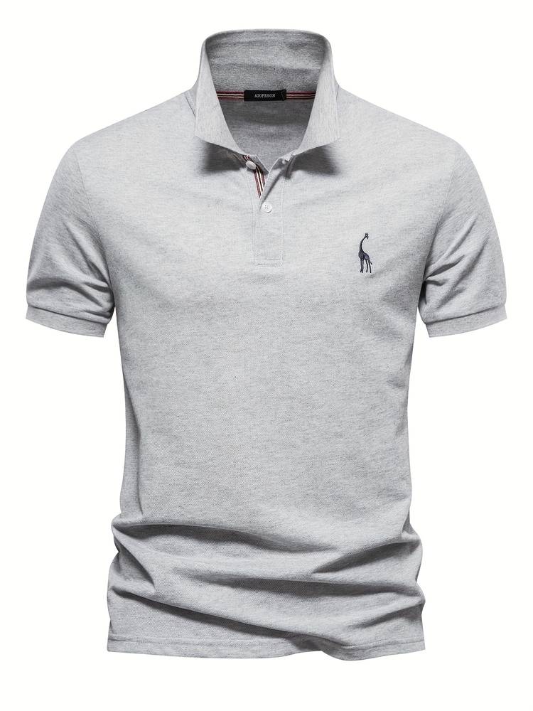 Granatowa męska koszulka polo slim fit z kontrastowym kołnierzem - Szary