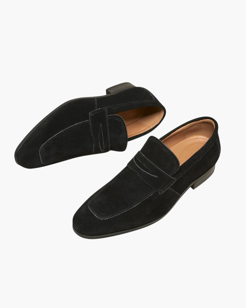 Męskie mokasyny penny loafer z ekologicznego zamszu