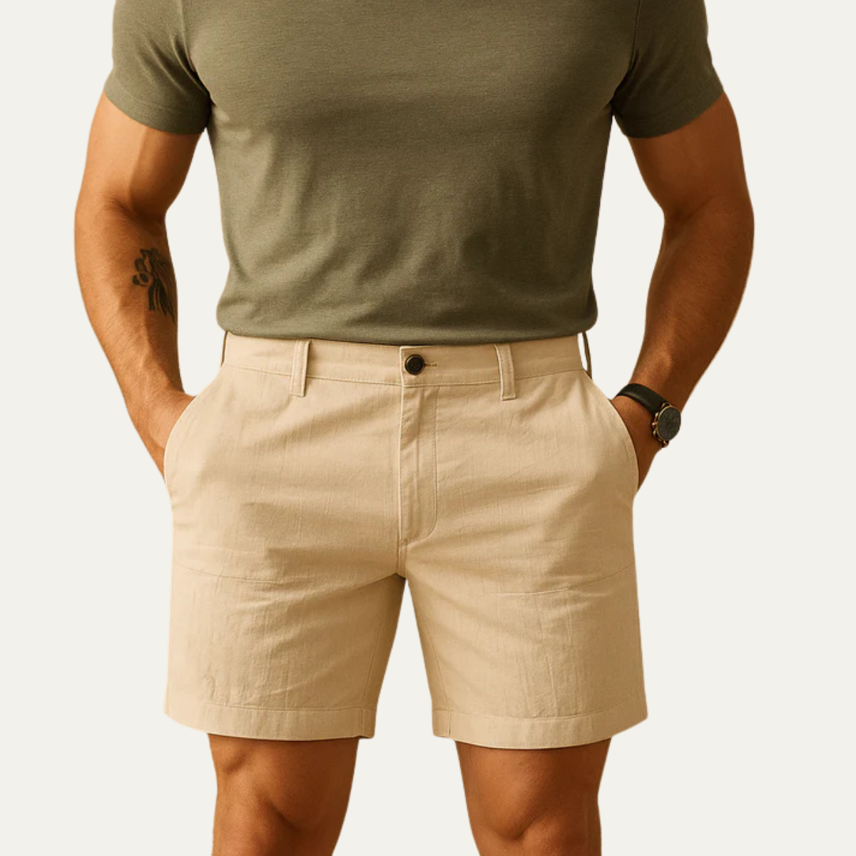 Lekkie męskie szorty o swobodnym kroju - Khaki