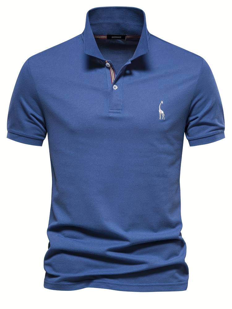Granatowa męska koszulka polo slim fit z kontrastowym kołnierzem - Niebieski