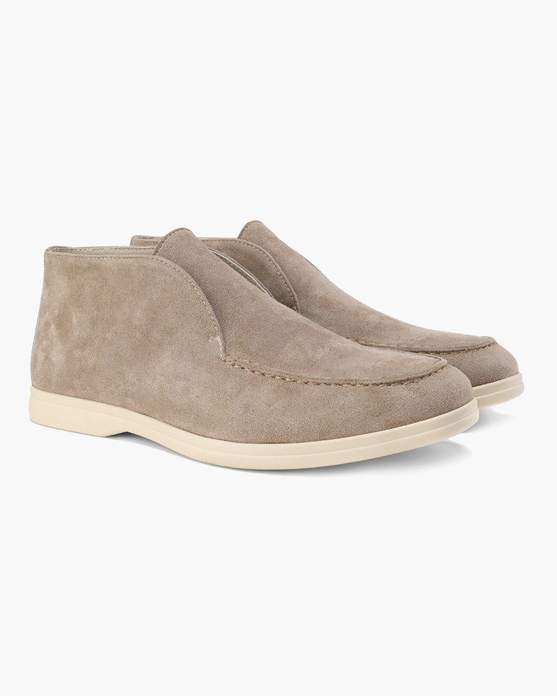 Męskie półwysokie loafersy slip-on z ekologicznego zamszu - Mokka