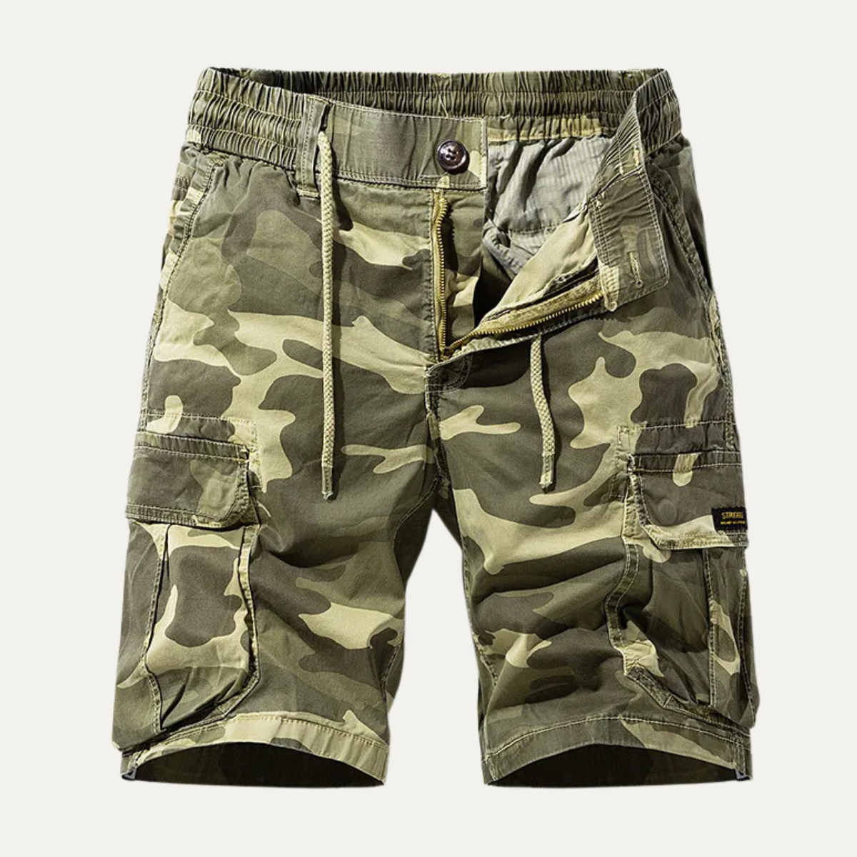 Męskie szorty cargo o luźnym kroju z wieloma kieszeniami - Khaki