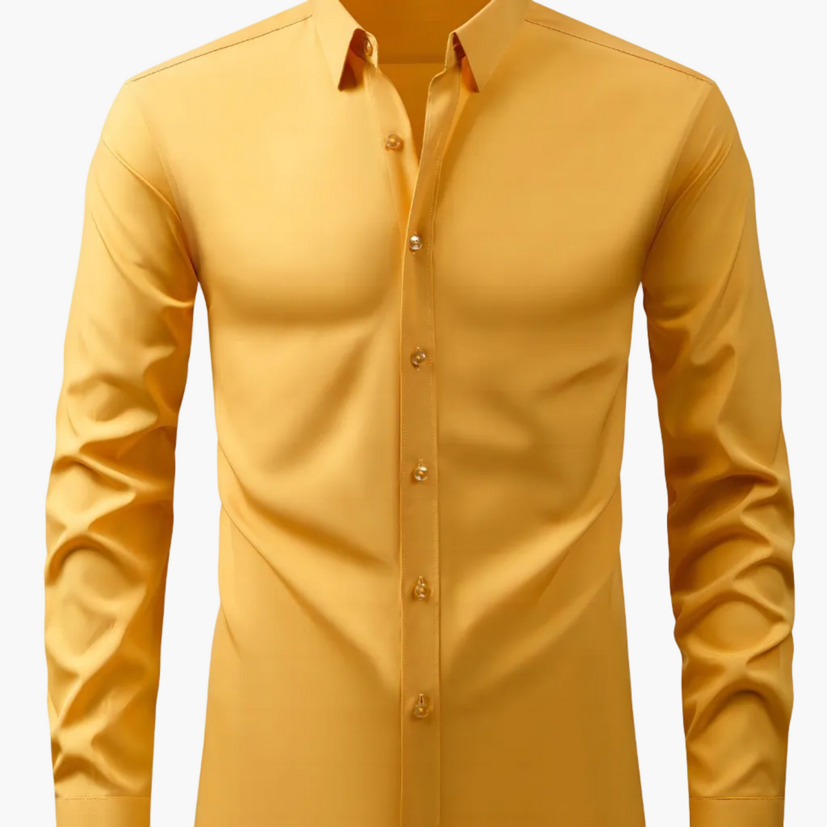 Męska koszula z długim rękawem o kroju Slim Fit - Żółty