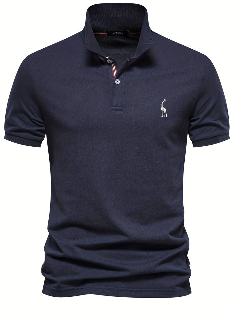 Granatowa męska koszulka polo slim fit z kontrastowym kołnierzem