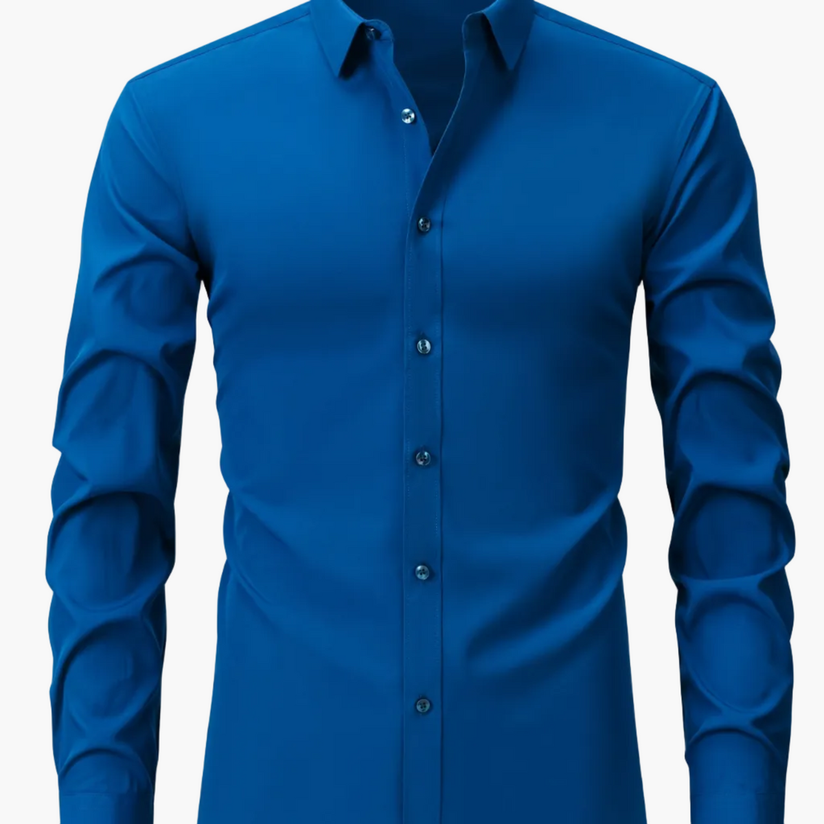 Męska koszula z długim rękawem o kroju Slim Fit - Niebieski