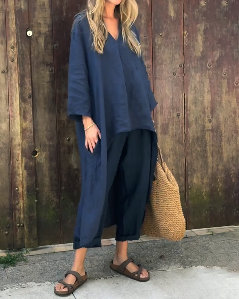 Lekki elegancki zestaw dwuczęściowy na wiosnę i lato