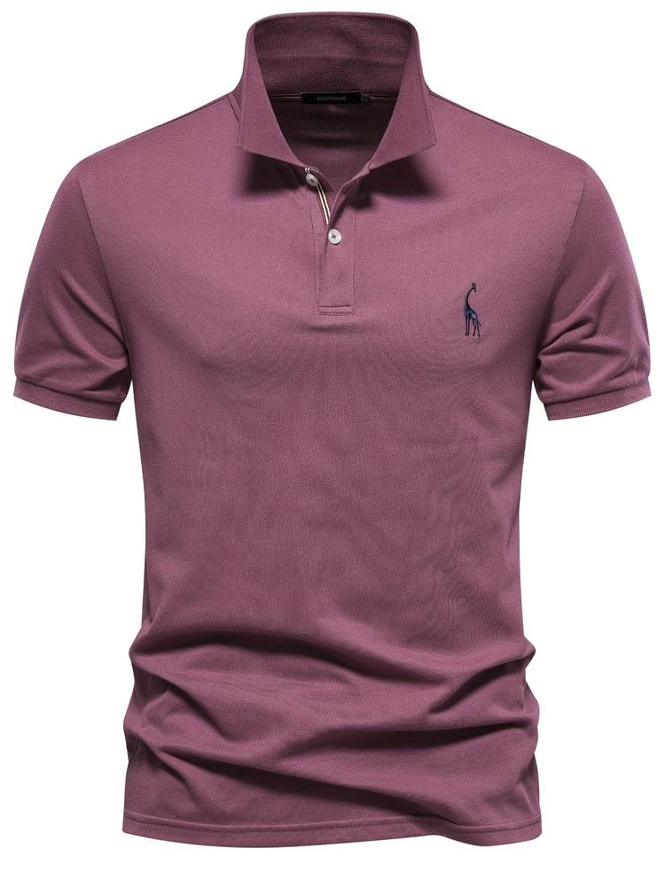 Granatowa męska koszulka polo slim fit z kontrastowym kołnierzem - Bordowy
