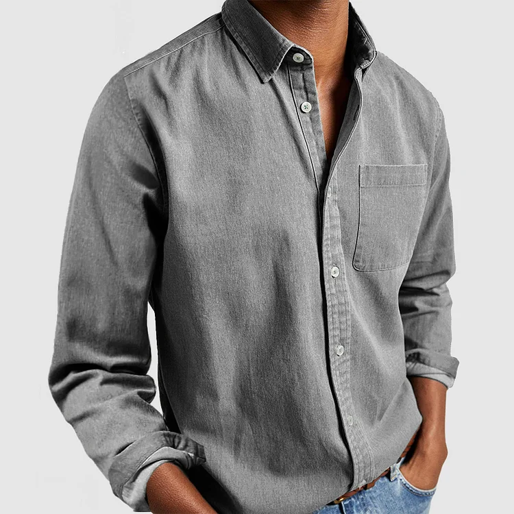 Męska koszula z kołnierzykiem button-down - Szary