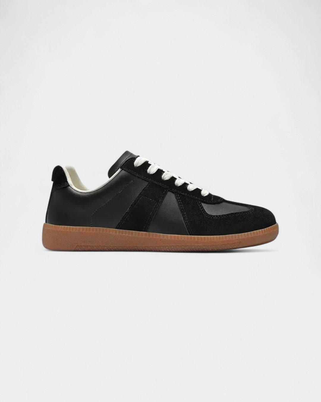 Męskie sneakersy w stylu retro ze skóry i zamszu - Czarny
