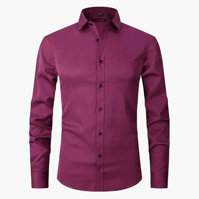 Męska koszula slim fit z długim rękawem, odporna na zagniecenia - Czerwony