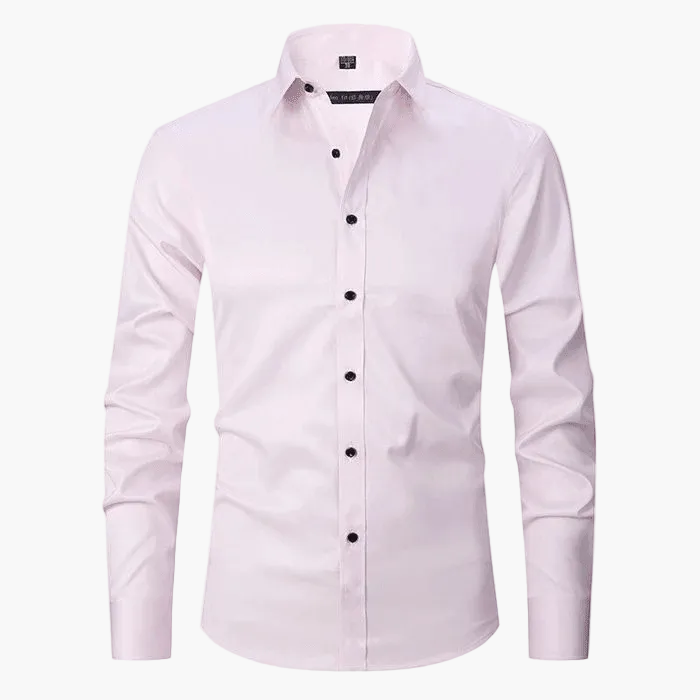 Męska koszula slim fit z długim rękawem, odporna na zagniecenia - Różowy