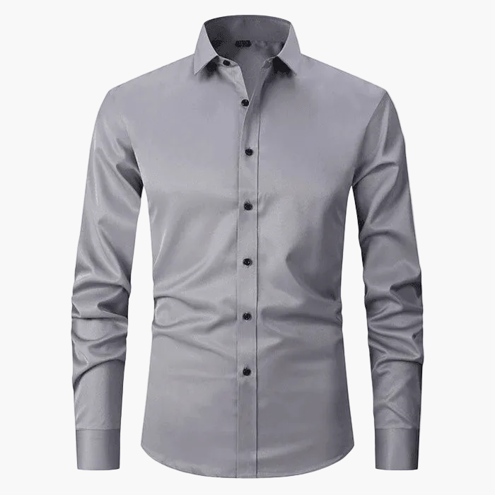 Męska koszula slim fit z długim rękawem, odporna na zagniecenia - Szary