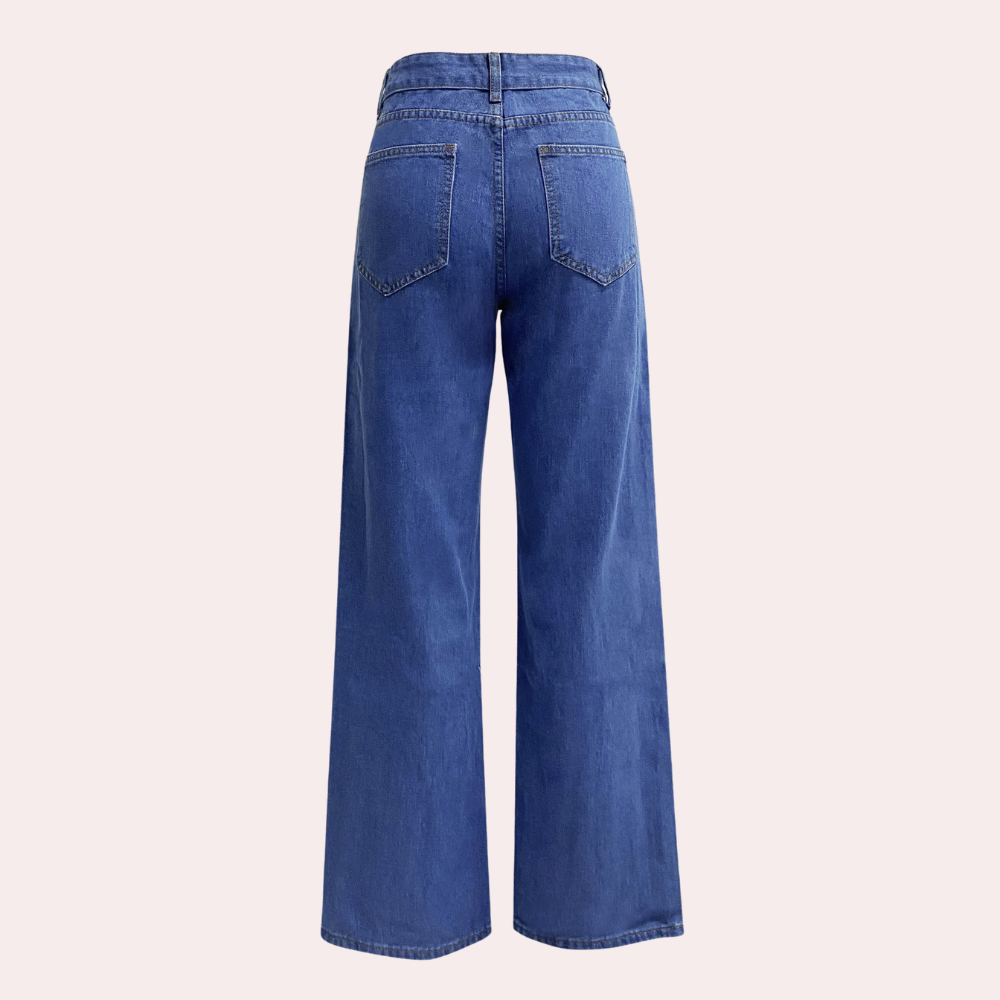 Damskie jeansy comfort fit z wysokim stanem i szeroką nogawką