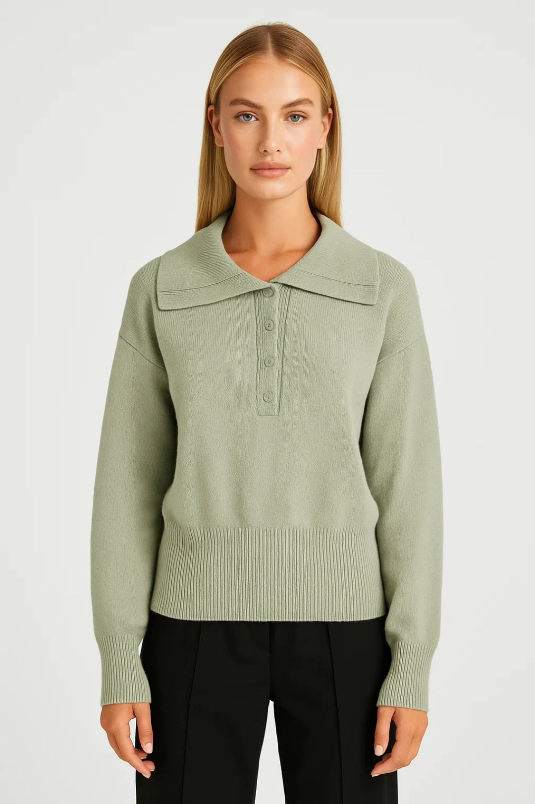 Dzianinowy sweter oversize z okrągłym dekoltem i żebrowaną fakturą