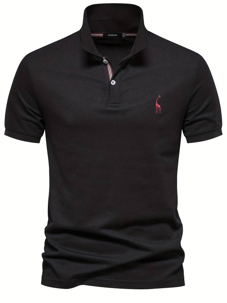 Granatowa męska koszulka polo slim fit z kontrastowym kołnierzem