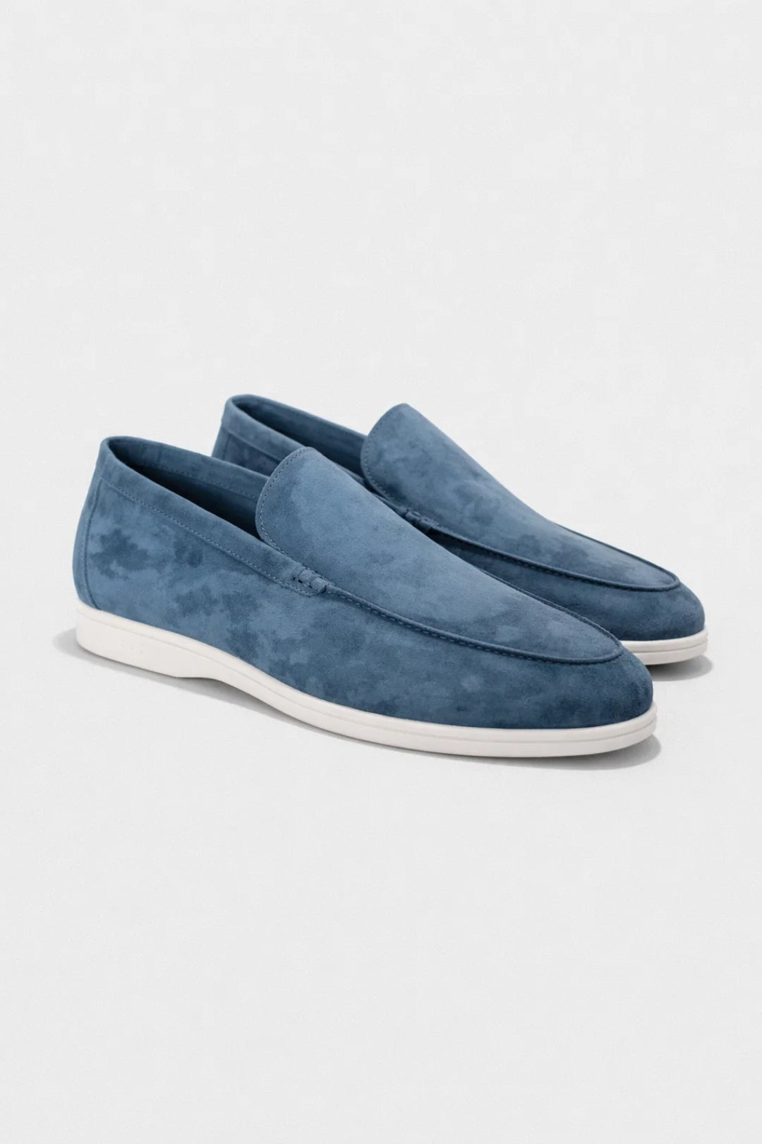 Lekkie męskie mokasyny slip-on o zamszowym wykończeniu - Niebieski