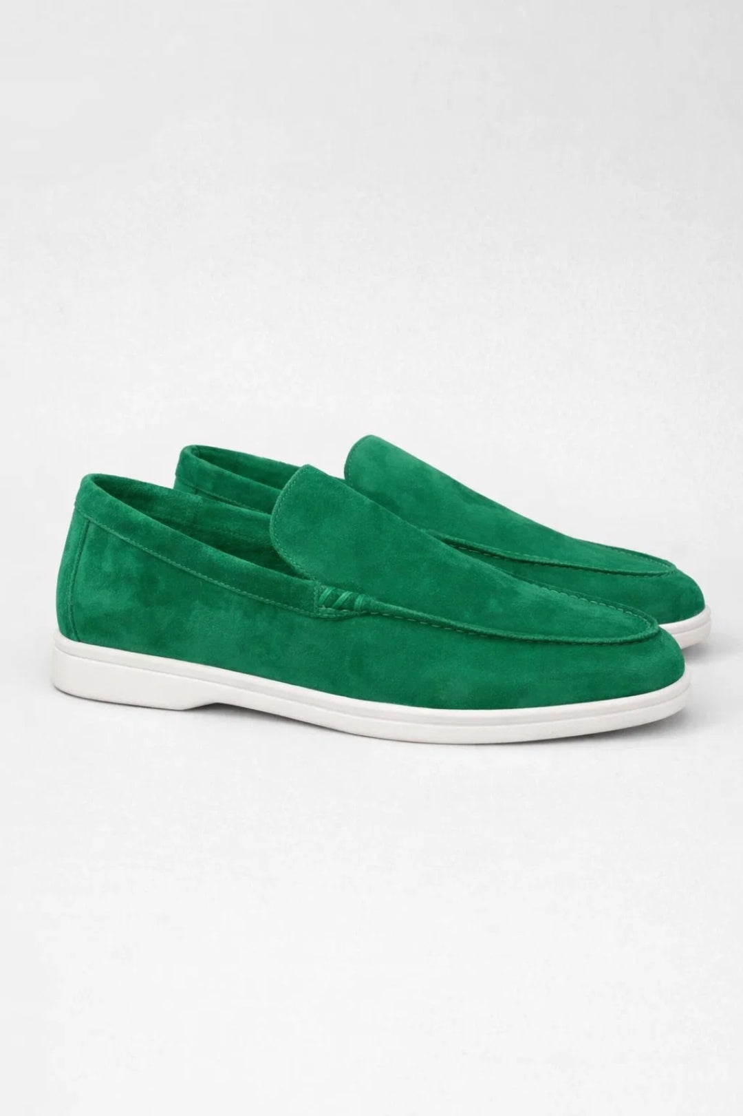 Lekkie męskie mokasyny slip-on o zamszowym wykończeniu - Zielony