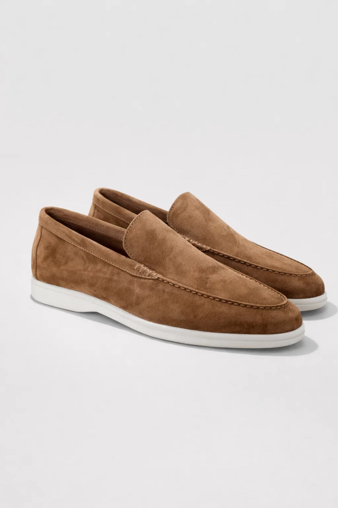 Lekkie męskie mokasyny slip-on o zamszowym wykończeniu - Brązowy