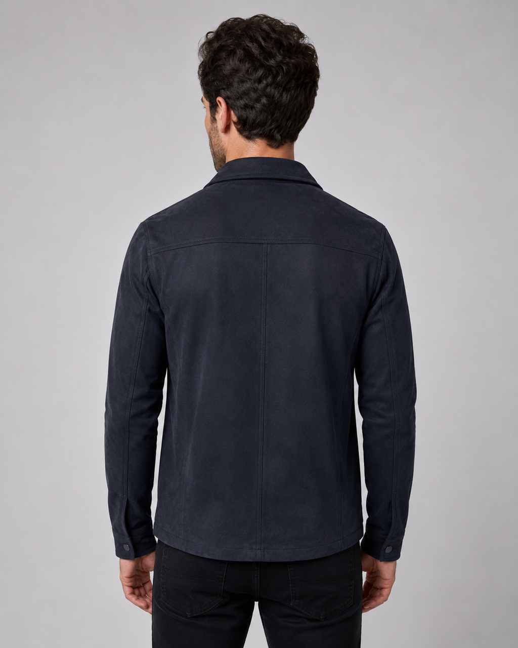 Męski dopasowany overshirt z imitacji zamszu