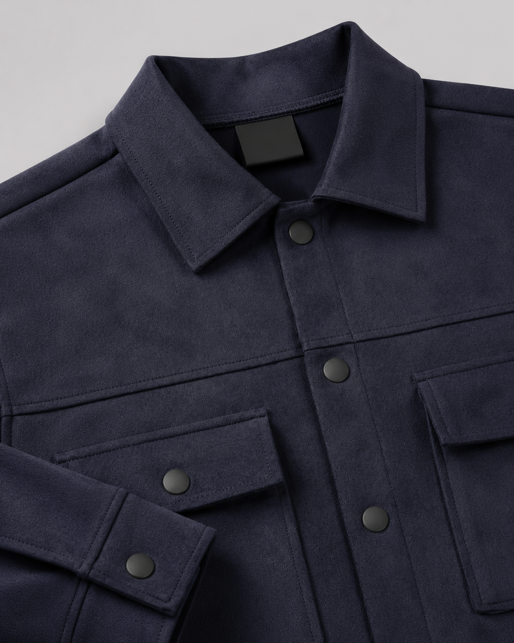 Męski dopasowany overshirt z imitacji zamszu