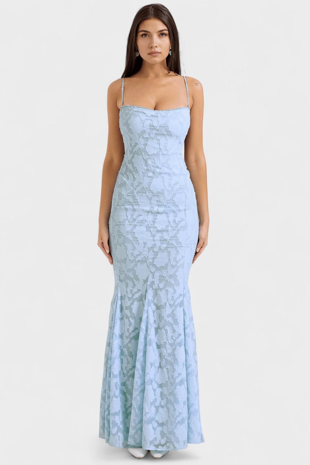 Przewiewna sukienka maxi o eleganckim kroju - Niebieski