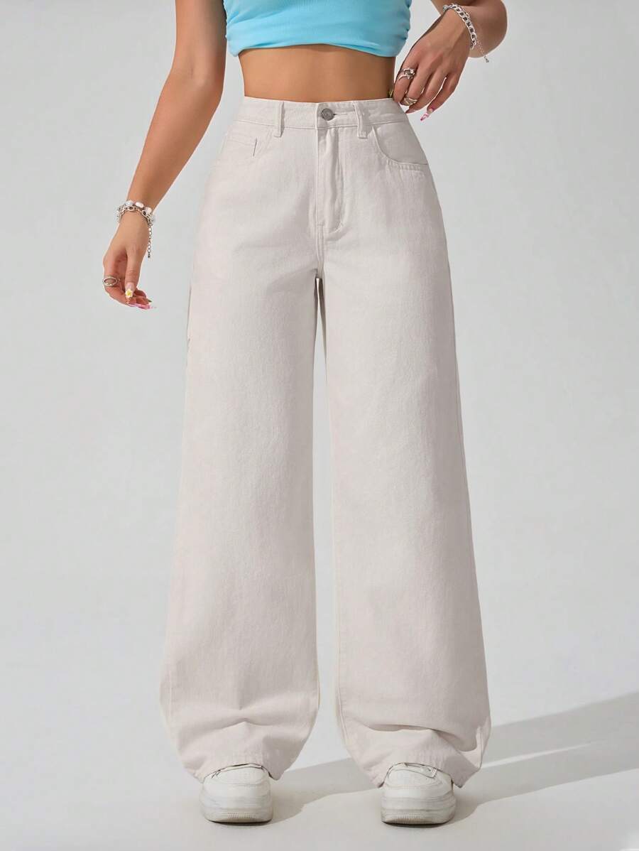 Damskie jeansy retro z prostą nogawką i wysokim stanem