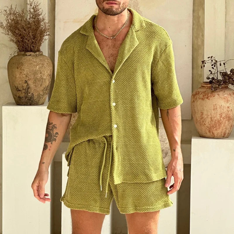 Dwuczęściowy męski zestaw vintage o swobodnym kroju