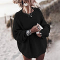 Damski sweter oversize o grubym splocie - Czarny