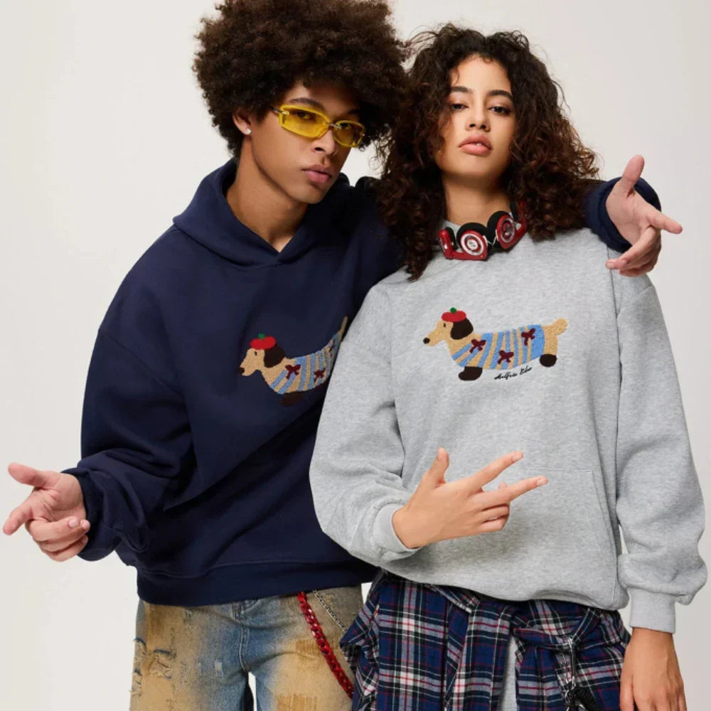 Bluza unisex oversize z haftem jamnika
