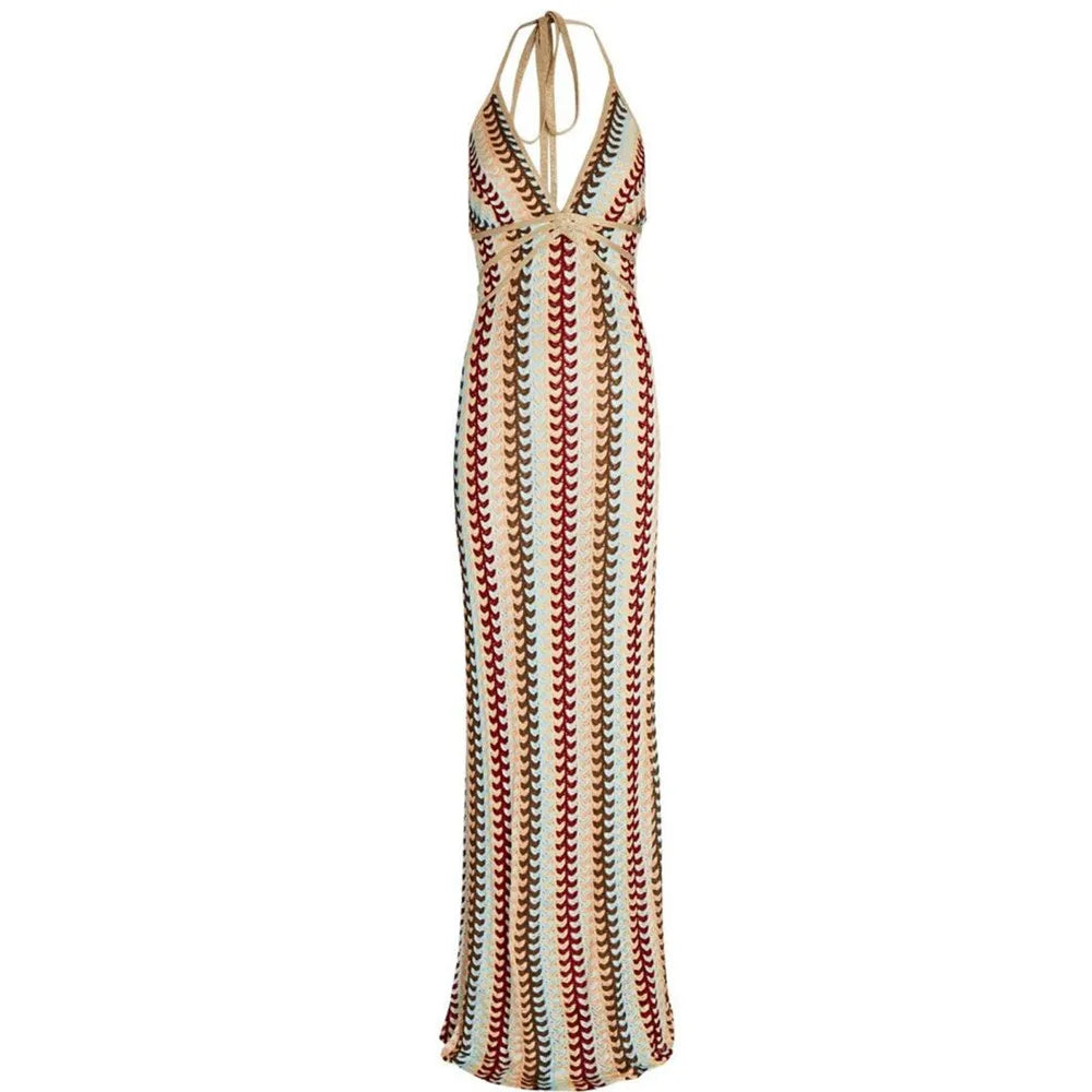 Sukienka boho maxi z wzorem vintage