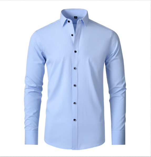 Elastyczna koszula slim fit z niegniotącego materiału - Jasnoniebieski