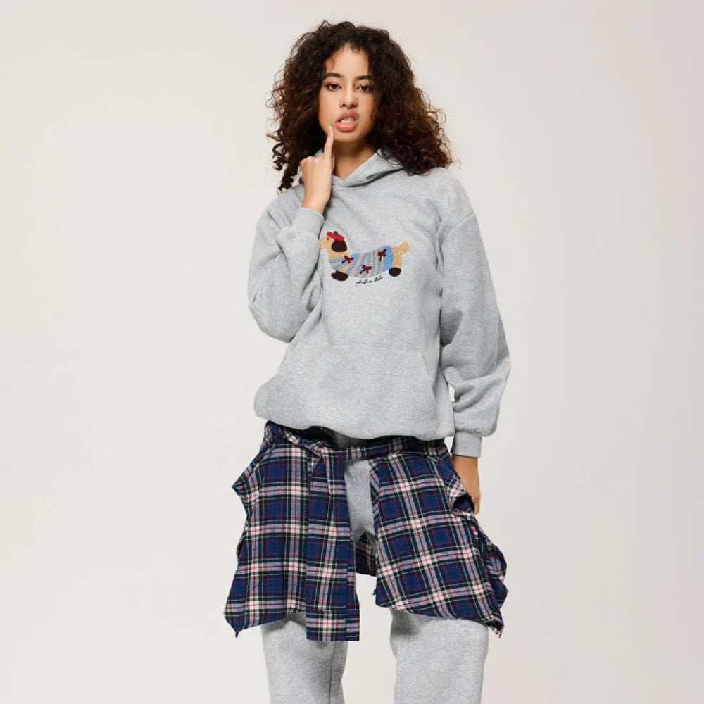Bluza unisex oversize z haftem jamnika