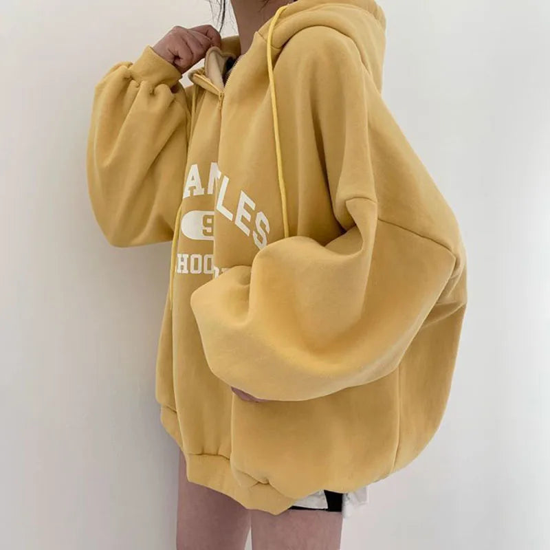 Bluza oversize z kapturem i nadrukiem college