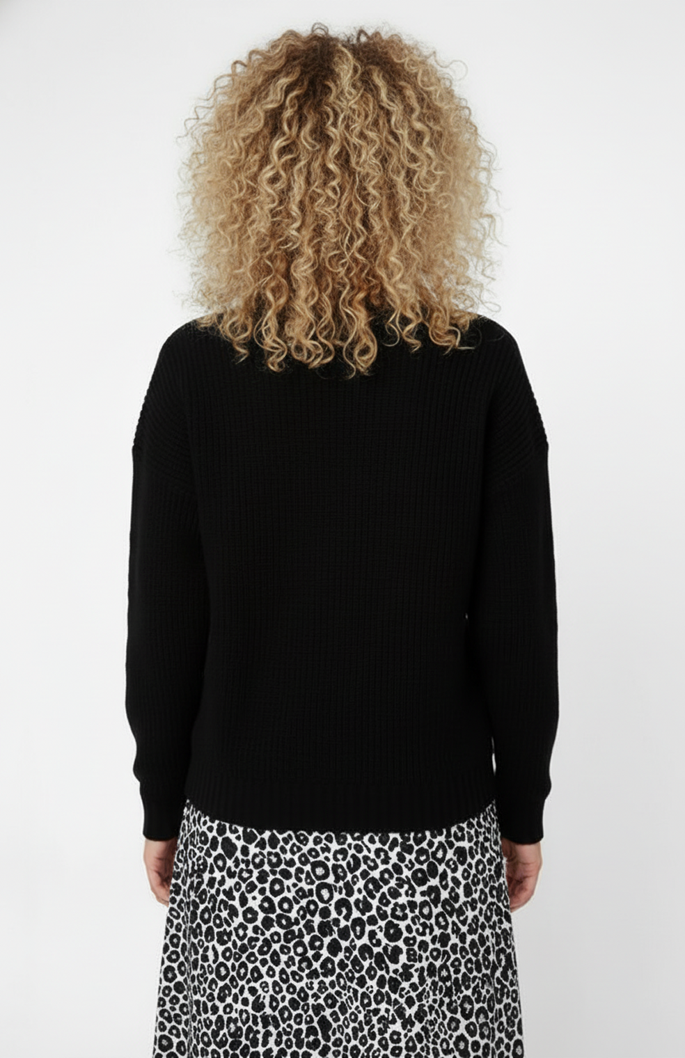 Damski sweter oversize z dzianiny, z okrągłym dekoltem