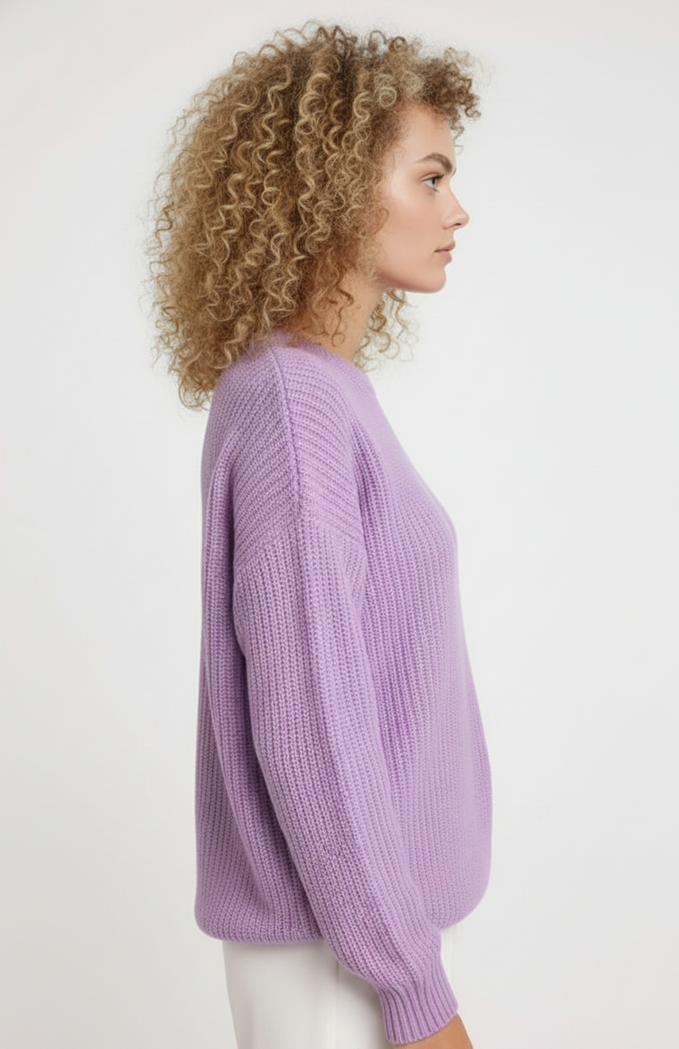 Damski sweter oversize z dzianiny, z okrągłym dekoltem