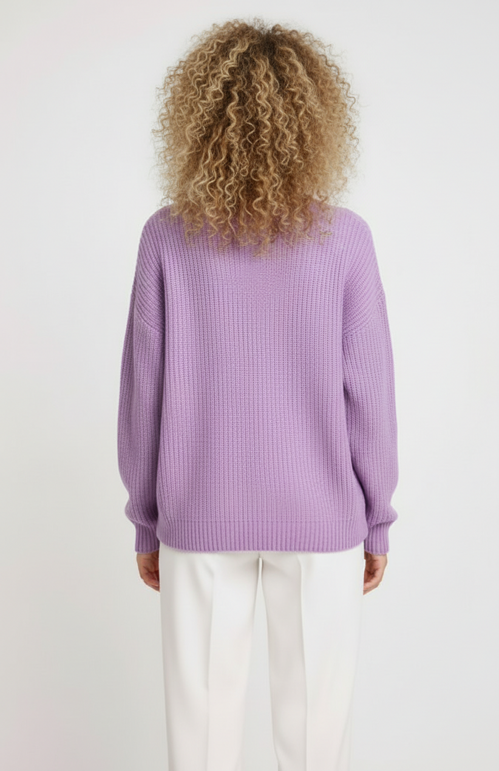 Damski sweter oversize z dzianiny, z okrągłym dekoltem