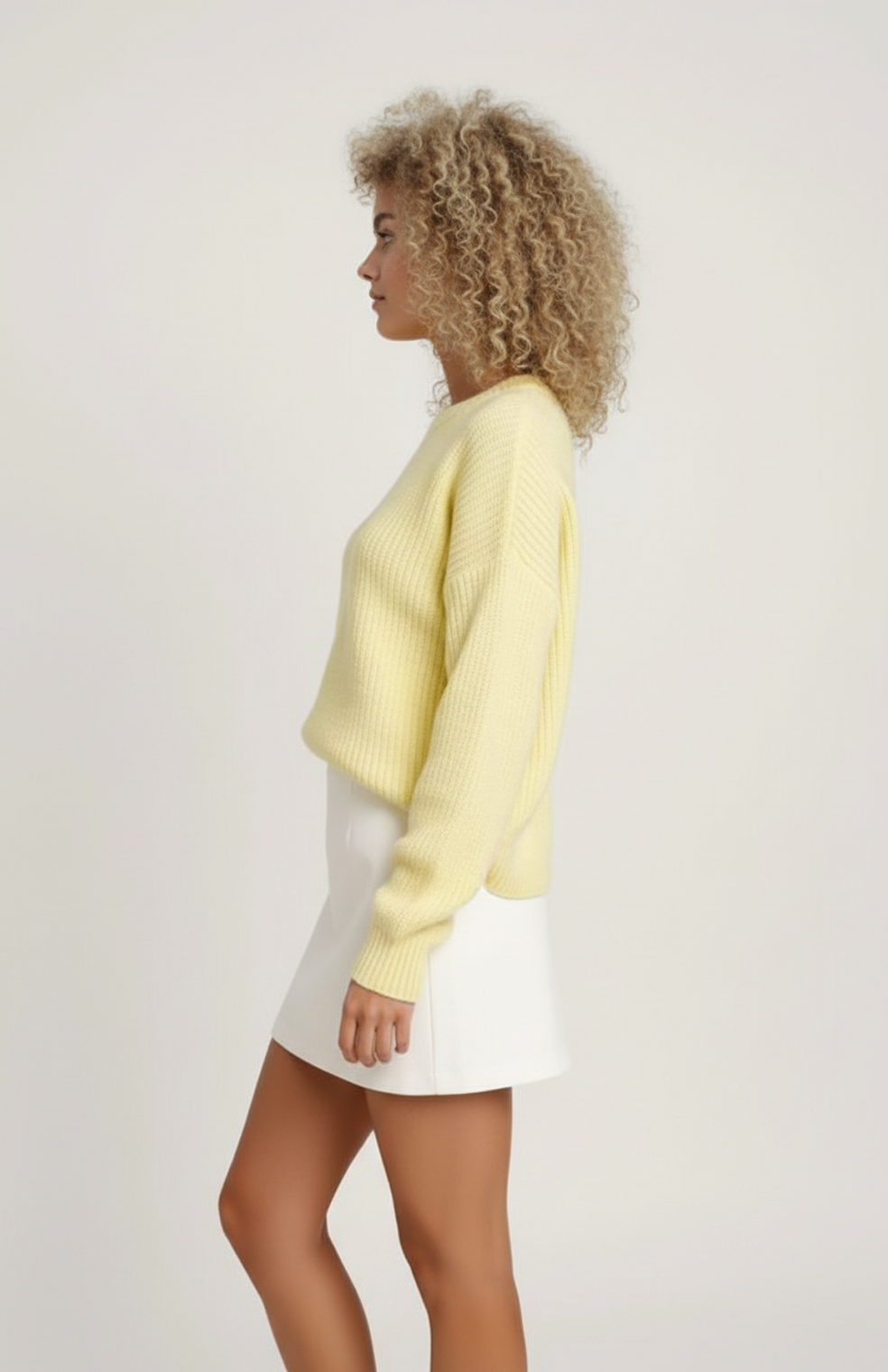 Damski sweter oversize z dzianiny, z okrągłym dekoltem
