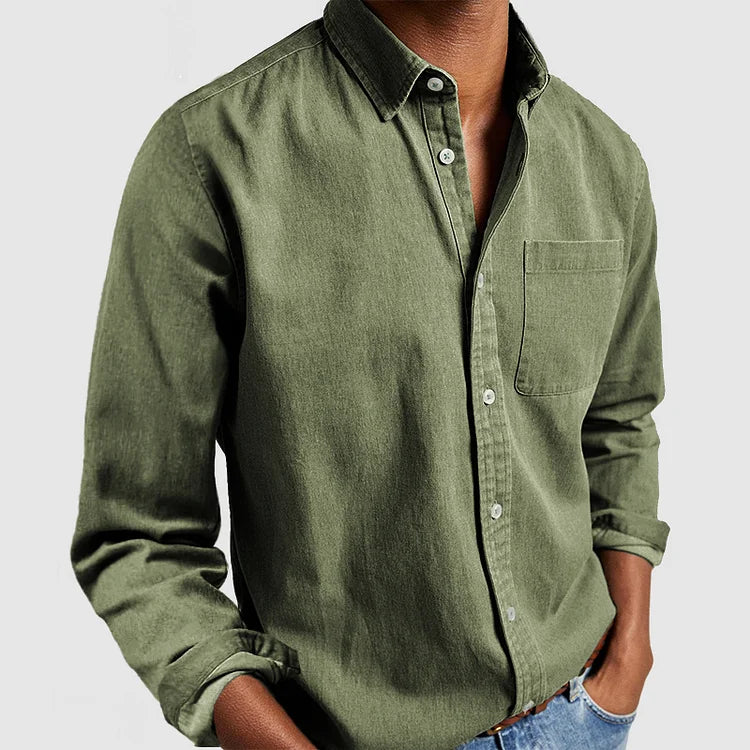 Męska koszula z kołnierzykiem button-down - Zielony