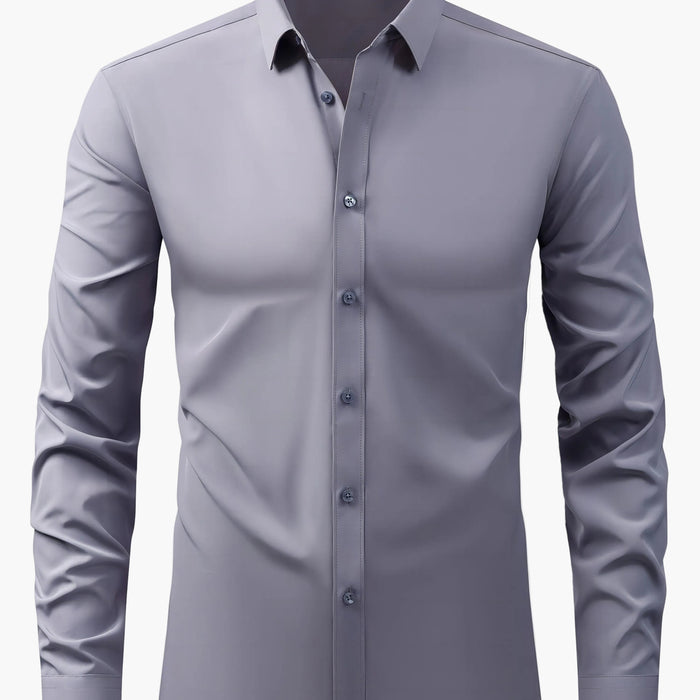 Męska koszula z długim rękawem o kroju Slim Fit - Szary