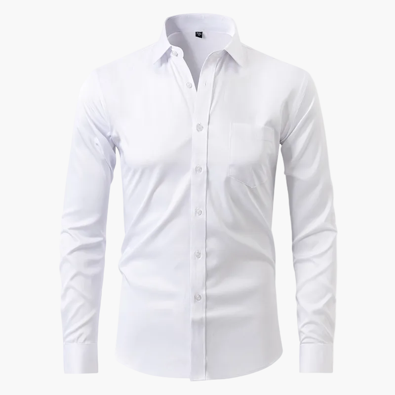 Męska koszula slim fit z długim rękawem, odporna na zagniecenia - Biały