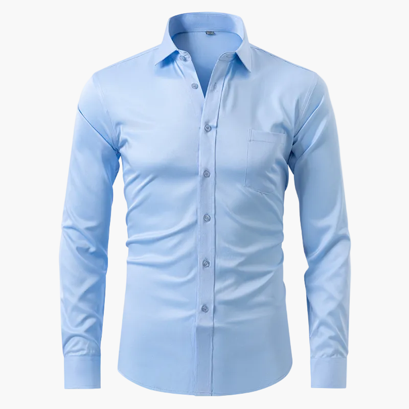 Męska koszula slim fit z długim rękawem, odporna na zagniecenia - Jasnoniebieski